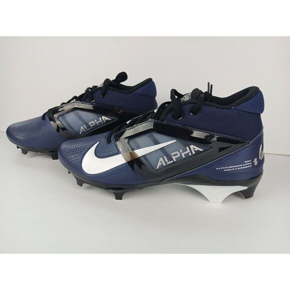 Nike Alpha Menace 4 Pro Midnight Navy White Men Sz9 Football Cleats FD7037 401 main image 8